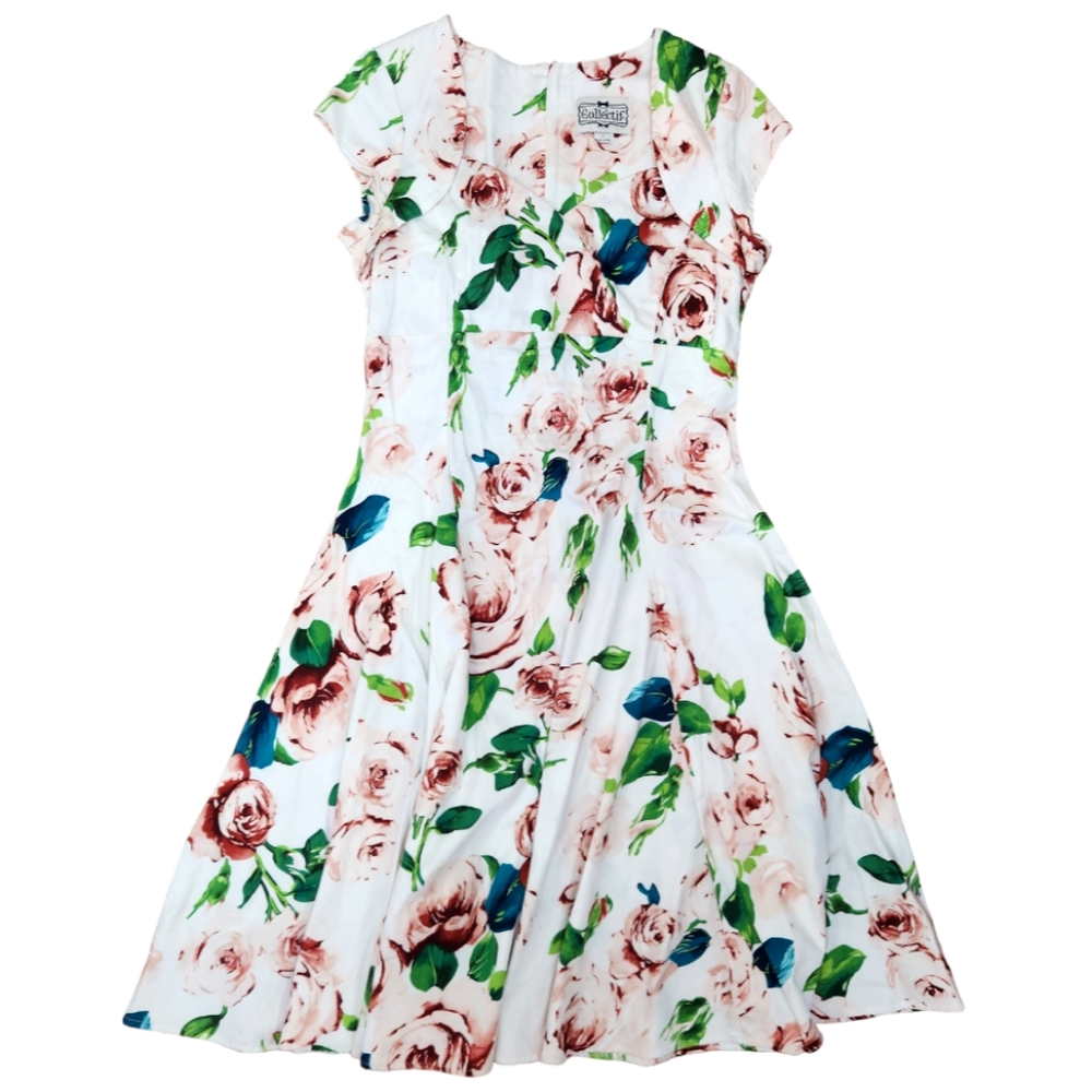 “Collectif Vintage London”  Regina Doll Swing dress, Pinup 1950s UK 14 US 10 L - Picture 3 of 13